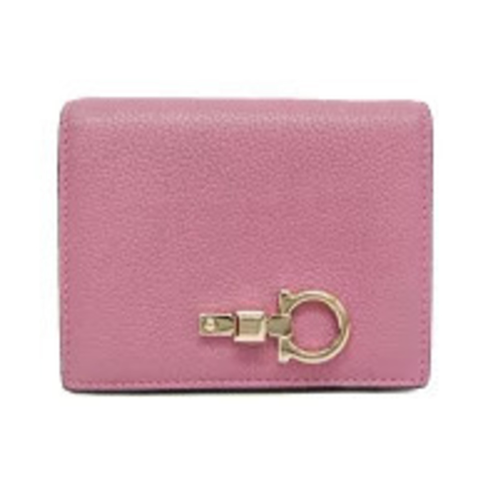 Salvatore Ferragamo Gancini Leather Bifold Wallet Pink